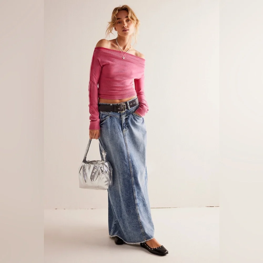 Free People We The Free Come As You Are Denim Maxi Skirt